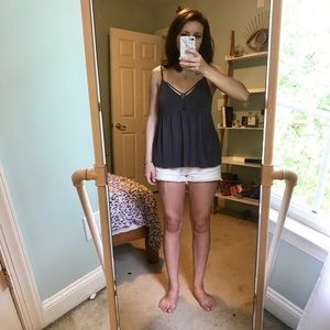 Gray American Eagle Soft & Sexy Sueded Top